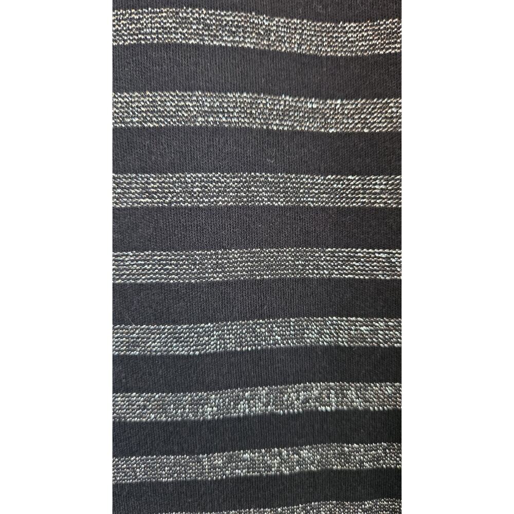 Laura Scott Metallic Silver & Black Stripe Lightweight Top L/S Womens M Stretch - Picture 5 of 8